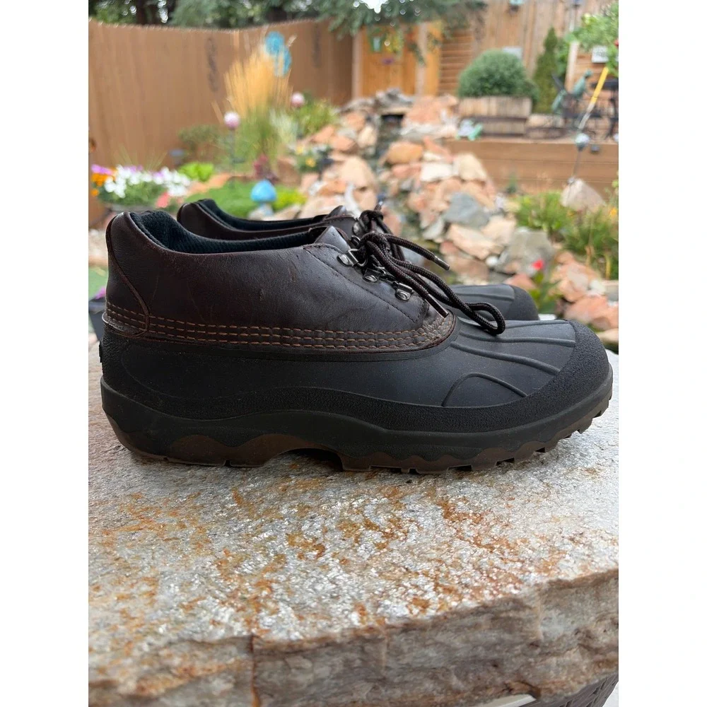 Vintage LL Bean Storm Chaser Duck Boots Mens 12 Wide Brown Leather Waterproof